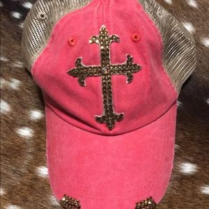 Bling Cross Hat-Pink